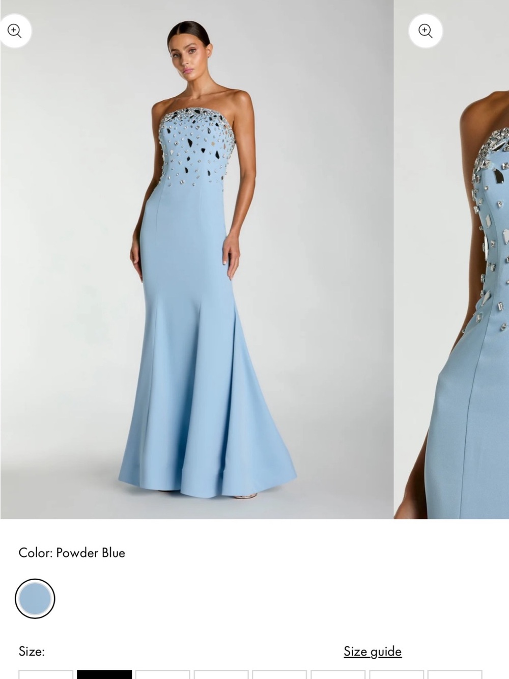 Mac Duggal Powder Blue Strapless Embellished Gown